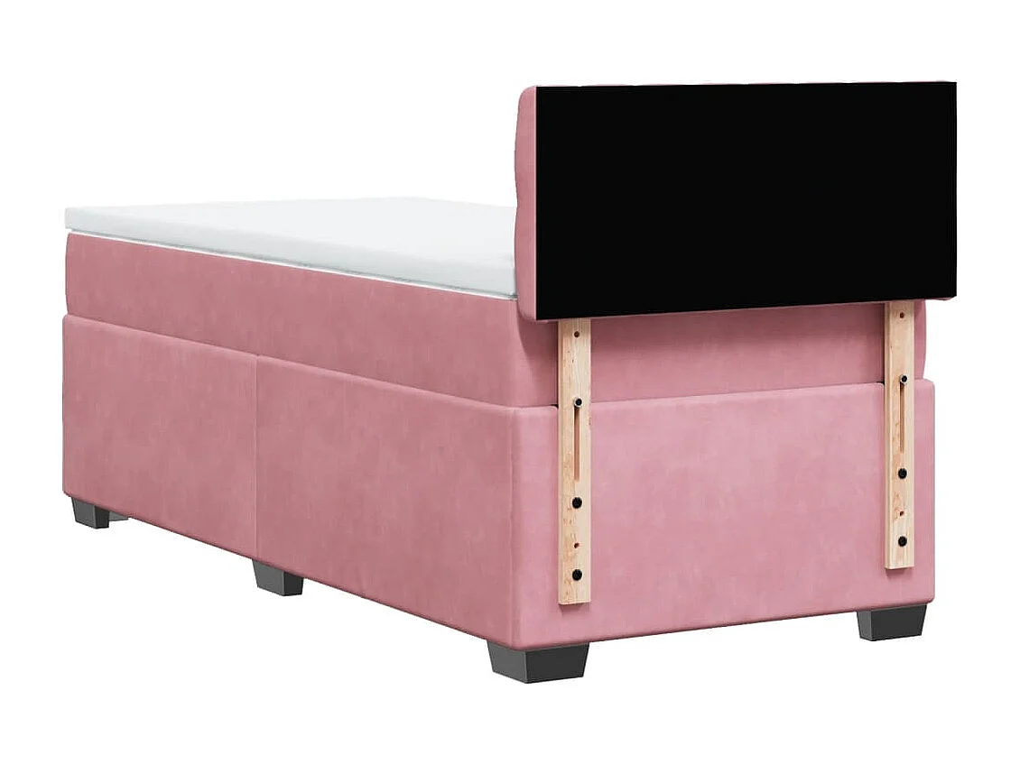 Cama box spring con colchón terciopelo rosa 80x200 cm