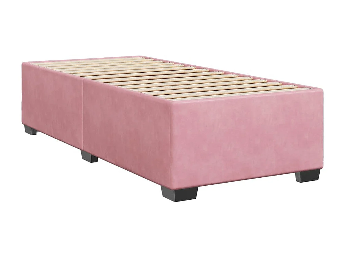 Cama box spring con colchón terciopelo rosa 80x200 cm