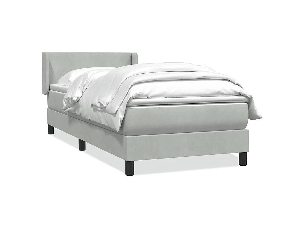 Boxspringbett mit Matratze Hellgrau 80x210 cm Samt