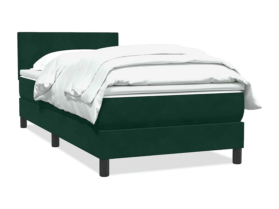 Giroletto a Molle con Materasso Verde Scuro 80x210 cm Velluto