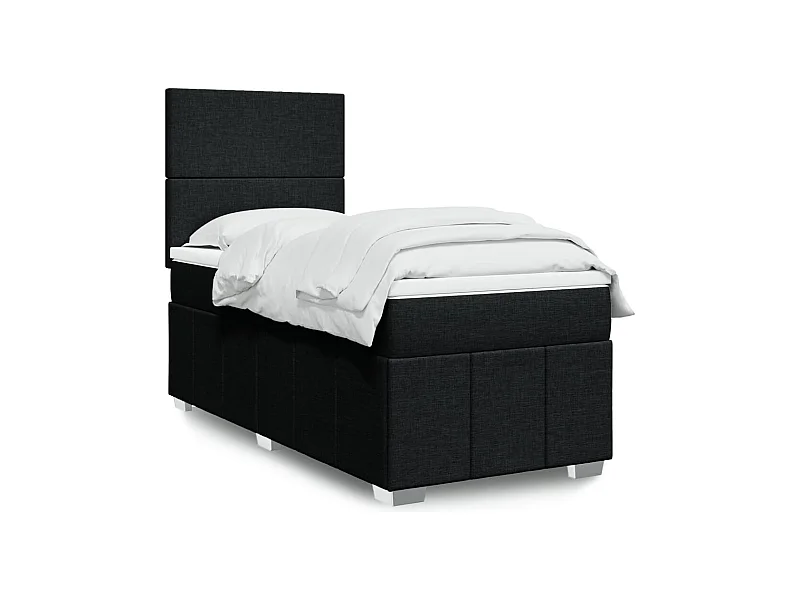 Boxspringbett mit Matratze Schwarz 80x200 cm Stoff