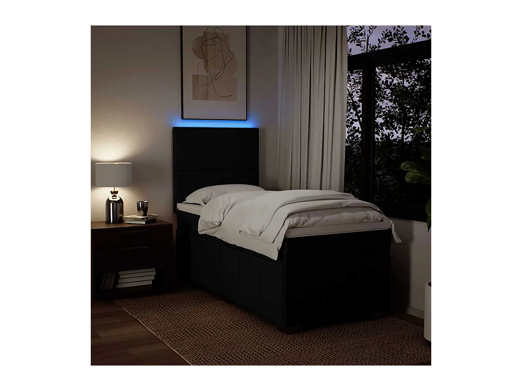 Sommier à lattes de lit et matelas Noir 80x200 cm Tissu