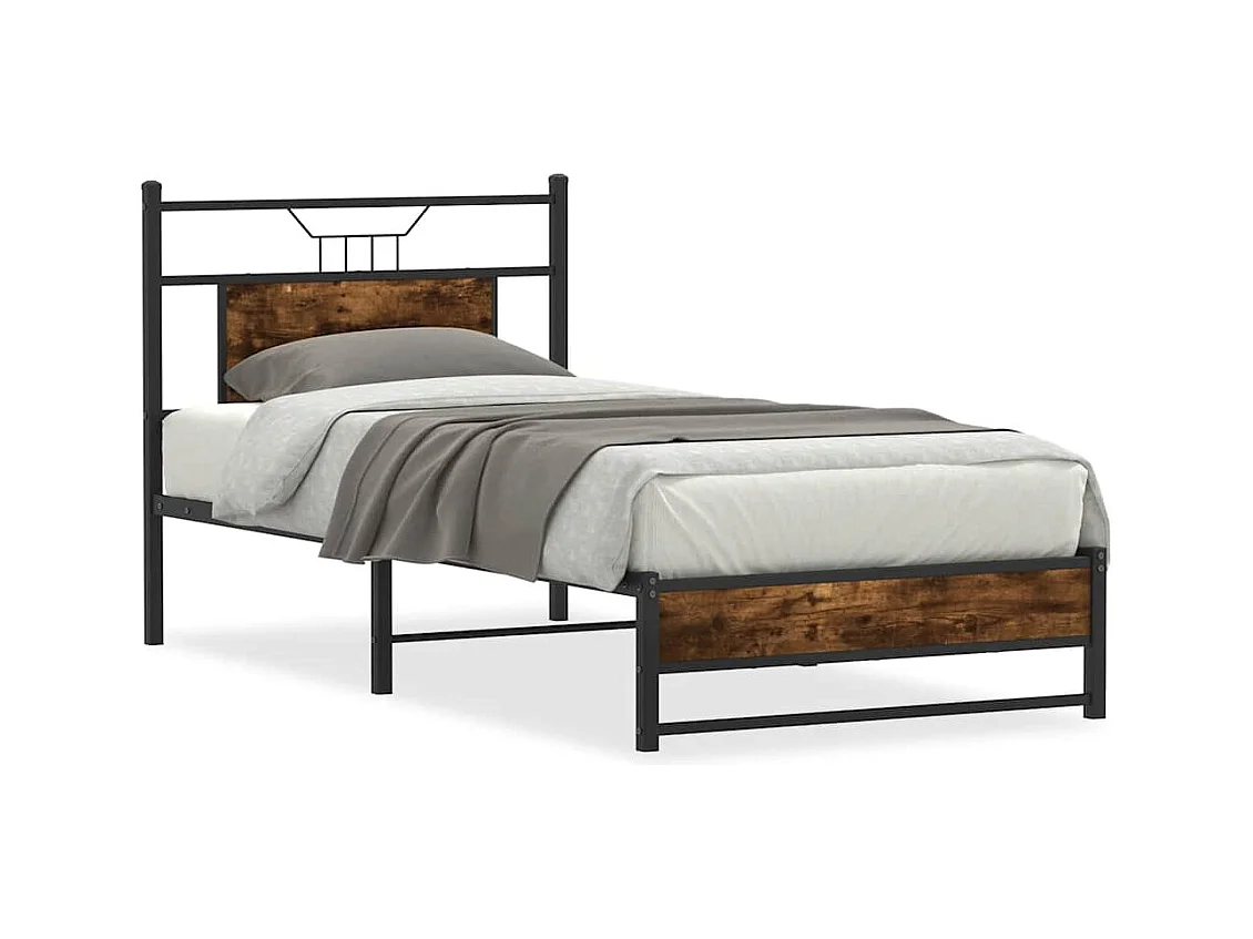 Bettgestell ohne Matratze Räuchereiche 80x200 cm Holzwerkstoff
