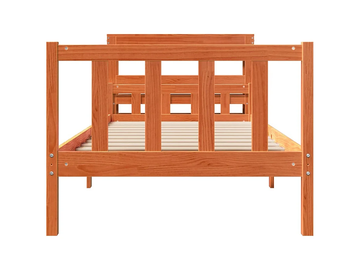 Cadre de lit avec tête de lit sans matelas cire marron 75x190cm