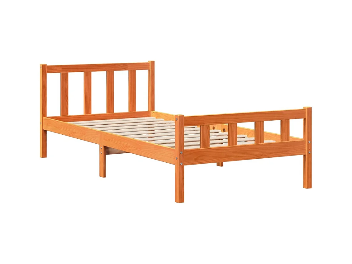 Cadre de lit avec tête de lit sans matelas cire marron 75x190cm