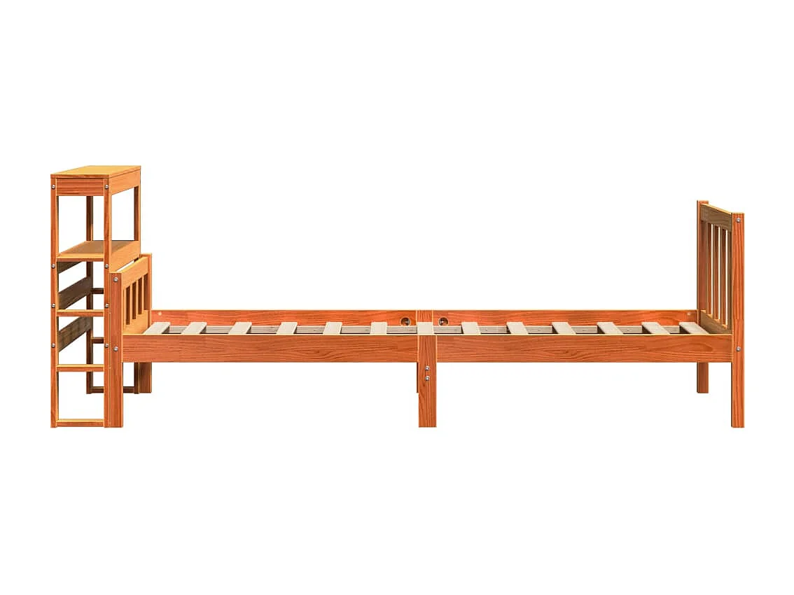 Estrutura cama c/ cabeceira 75x190 cm pinho maciço castanho-mel