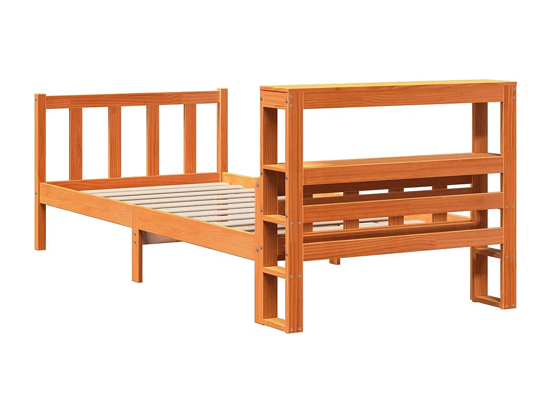 Estrutura cama c/ cabeceira 75x190 cm pinho maciço castanho-mel