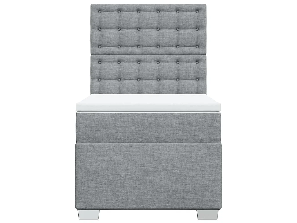 Cama box spring con colchón tela gris claro 80x200 cm