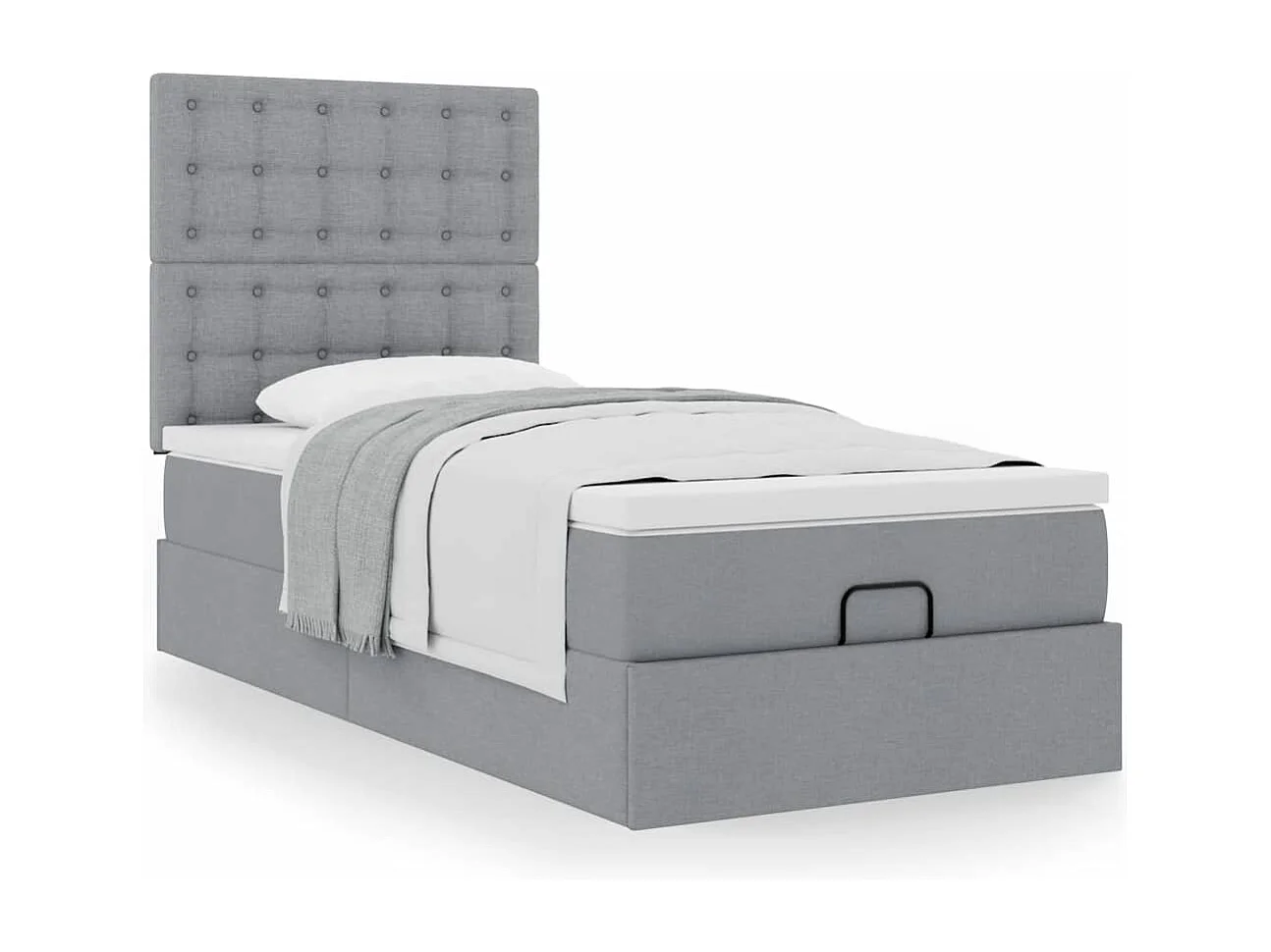 Cadre de lit ottoman avec matelas gris clair 80x200 cm tissu