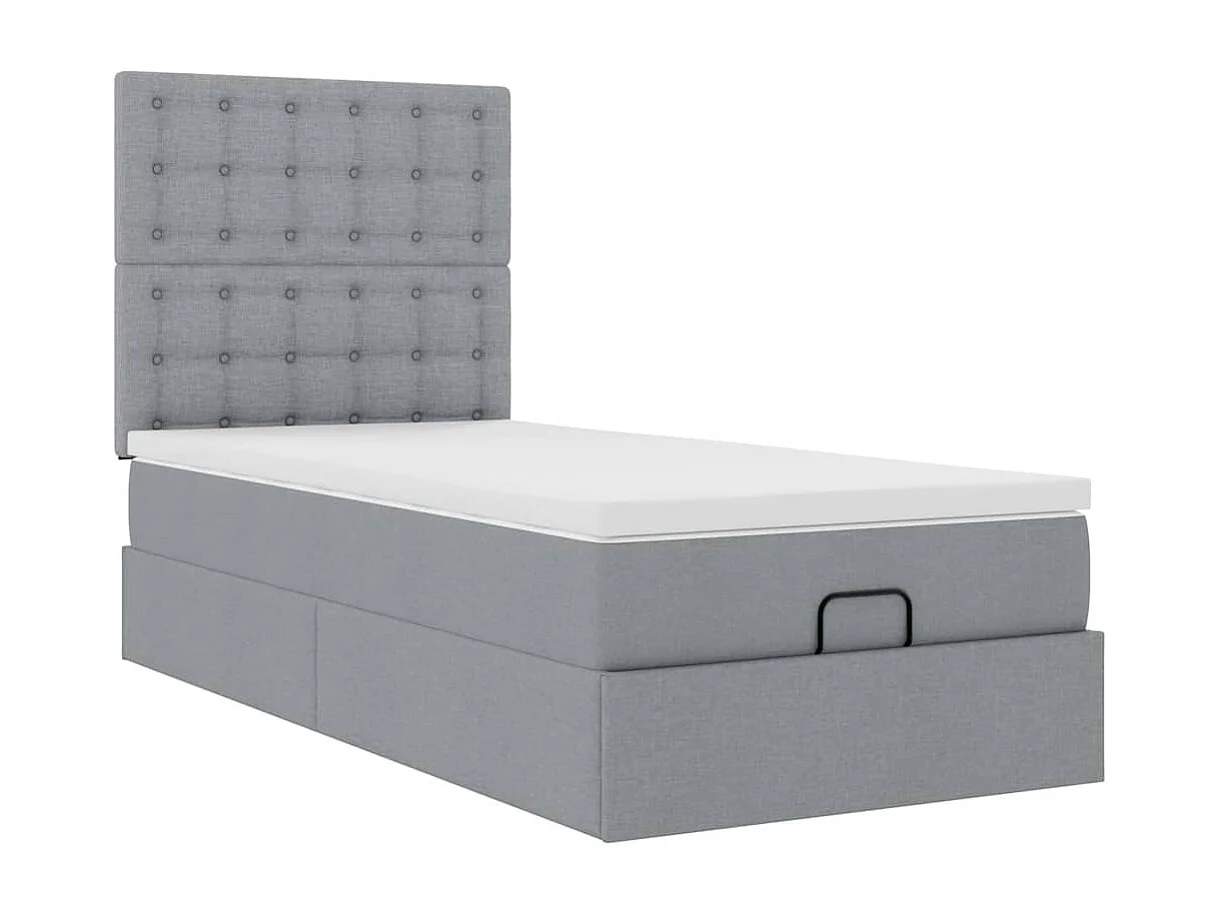 Ottoman-Bett mit Matratze Hellgrau 80x200 cm Stoff
