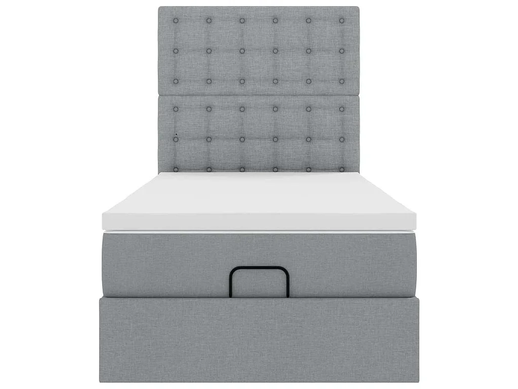 Estructura de cama otomana con colchón tela gris claro 80x200cm