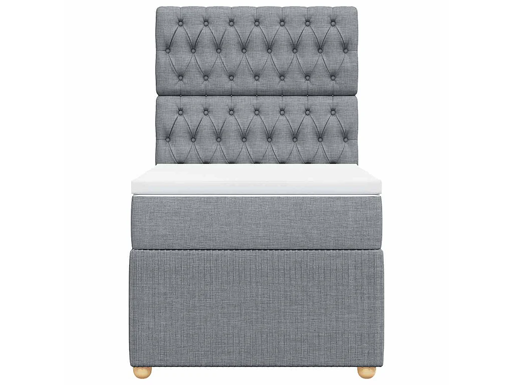 Cama box spring con colchón tela gris claro 80x200 cm