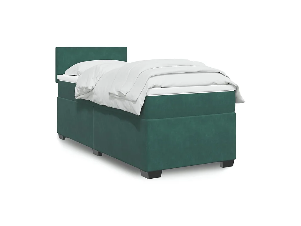 Cama com molas/colchão 80x200 cm veludo verde-escuro