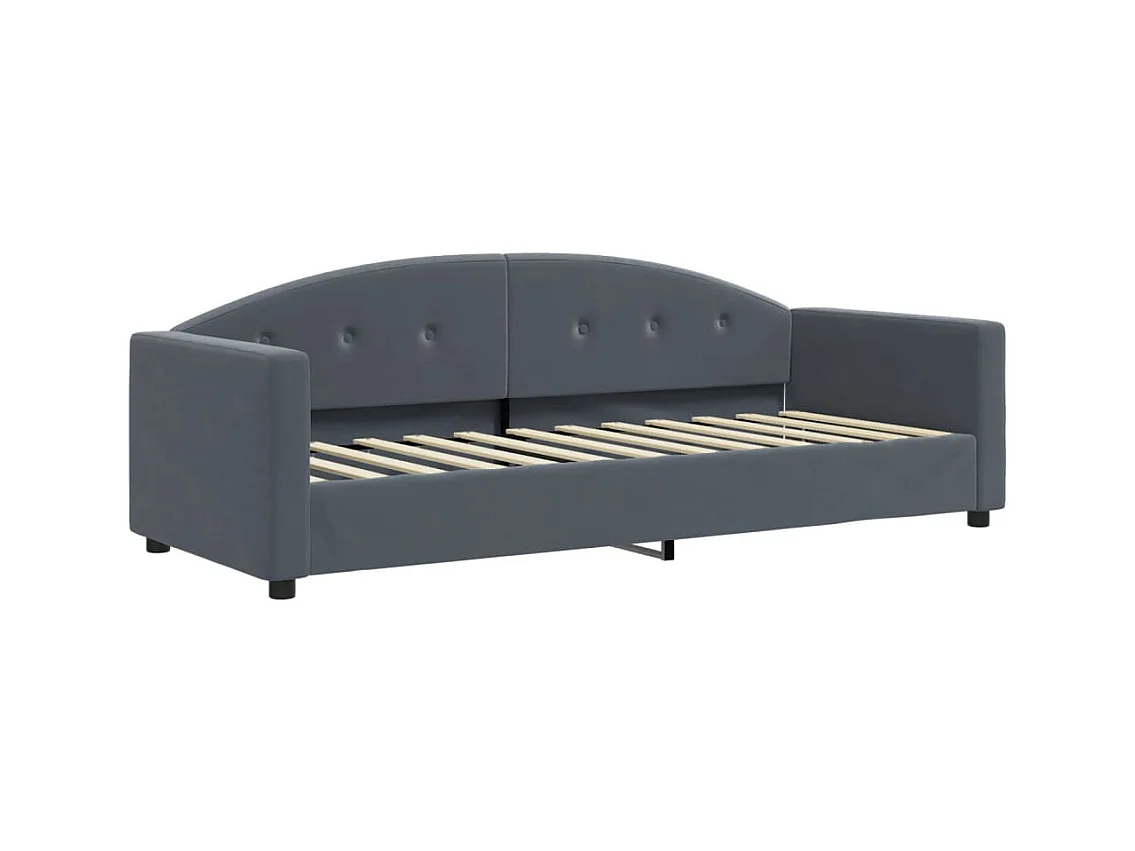 Divano Letto Estraibile Cassetti Grigio Scuro 80x200cm Velluto