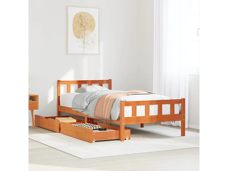 Estructura de cama sin colchón madera maciza marrón 75x190 cm