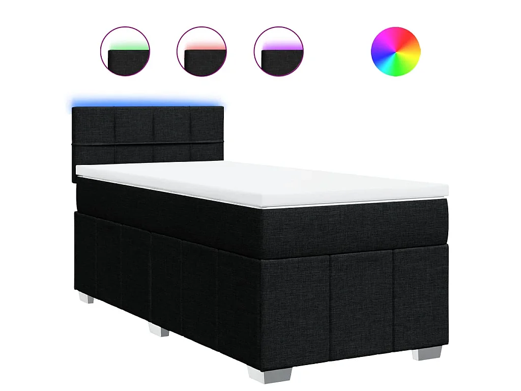 Boxspringbett mit Matratze Schwarz 80x200 cm Stoff