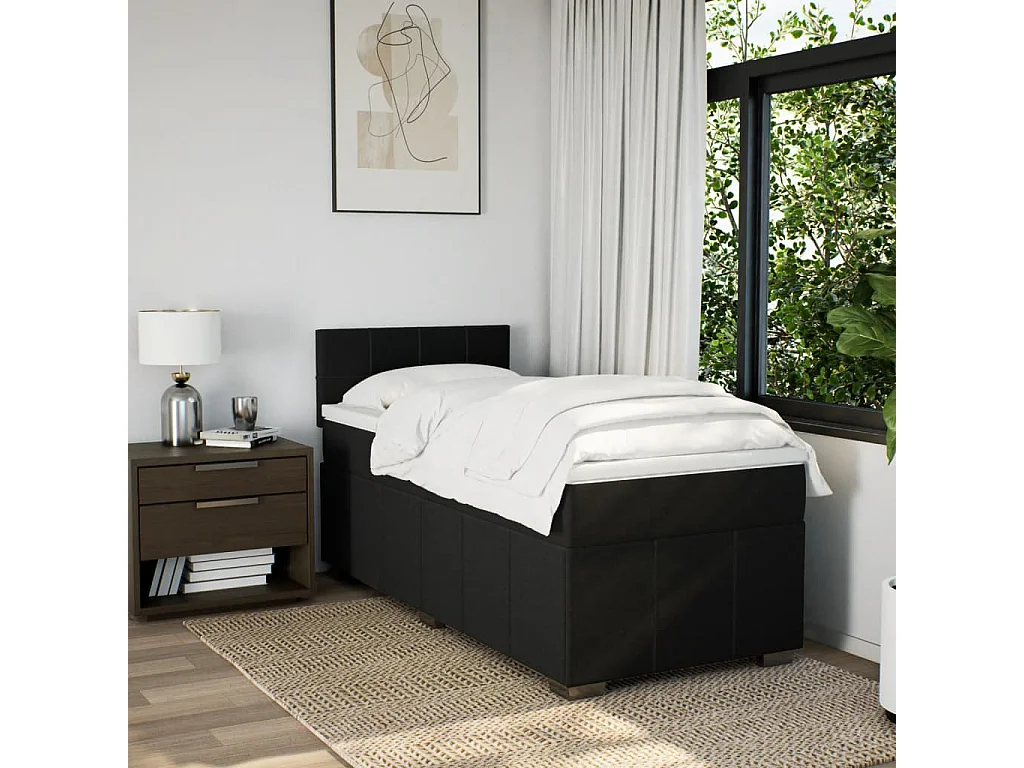 Boxspringbett mit Matratze Schwarz 80x200 cm Stoff