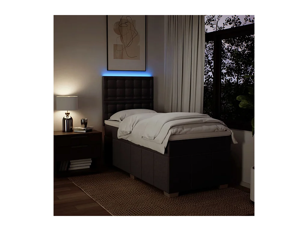 Boxspring met matras stof donkerbruin 80x200 cm