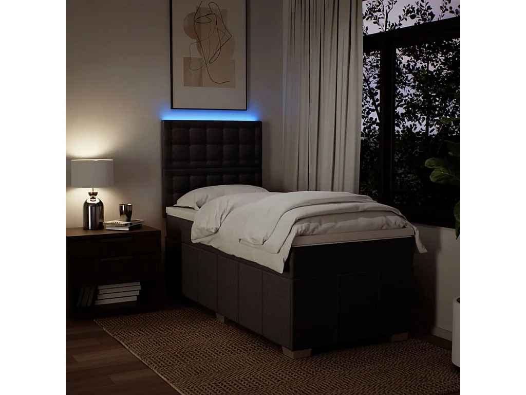 Giroletto a Molle con Materasso Marrone Scuro 80x200 cm Tessuto