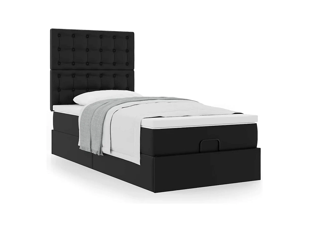 Ottomaanse bed met matras 80x200cm kunstleer zwart