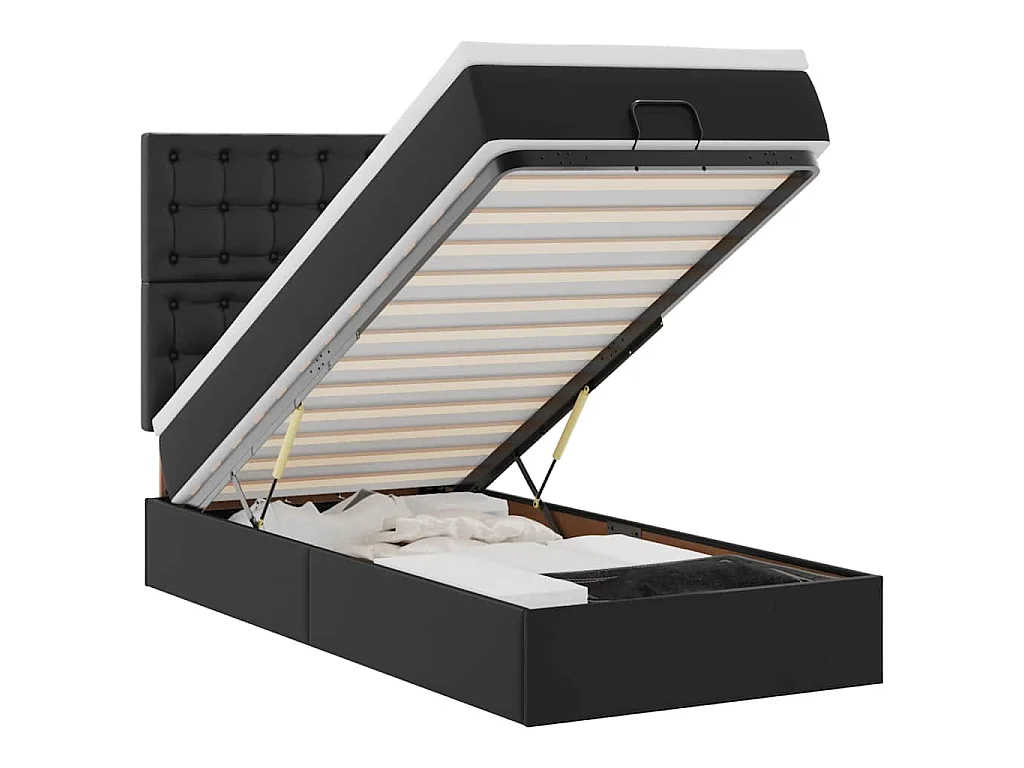 Ottomaanse bed met matras 80x200cm kunstleer zwart