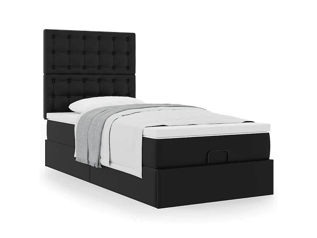 Ottomaanse bed met matras 80x200cm kunstleer zwart