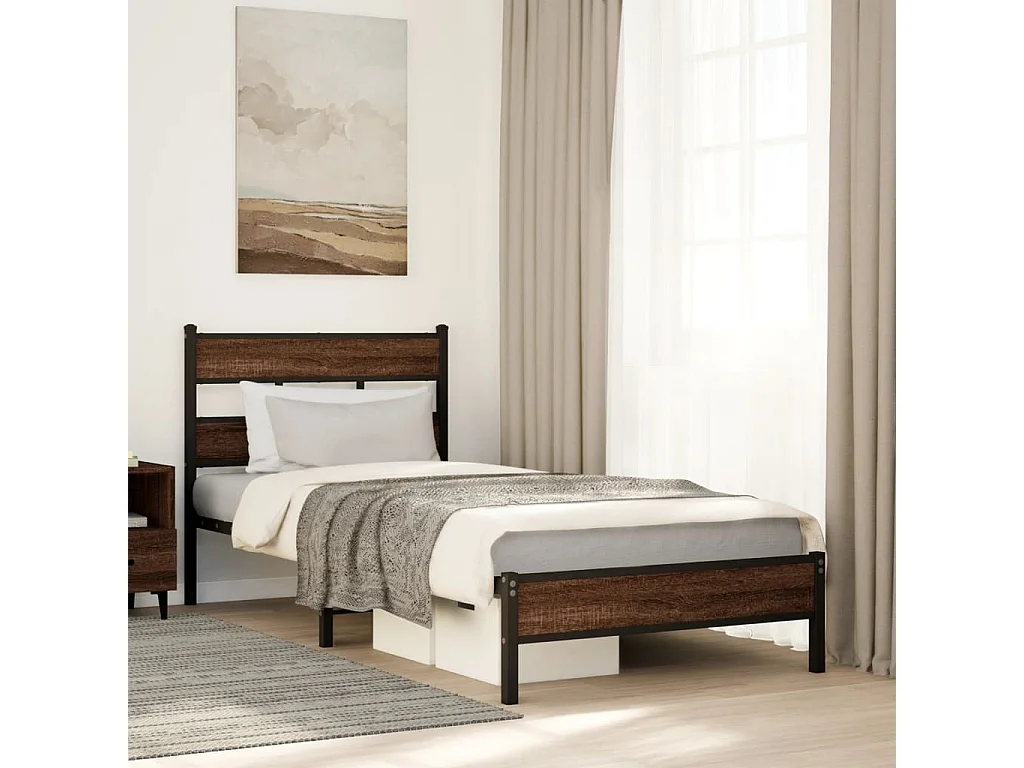 Cadre de lit sans matelas chêne marron 80x200cm bois ingénierie