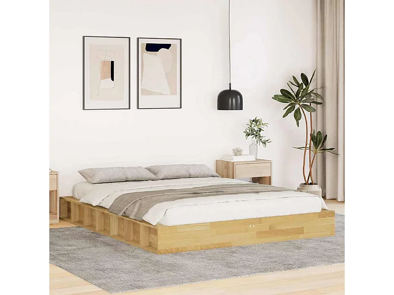 Bedframe zonder matras 135x190 cm massief hout eiken