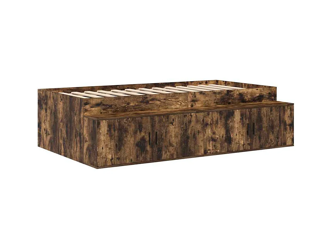 Cadre de lit avec rangement Chêne fumé 75 x 190 cm