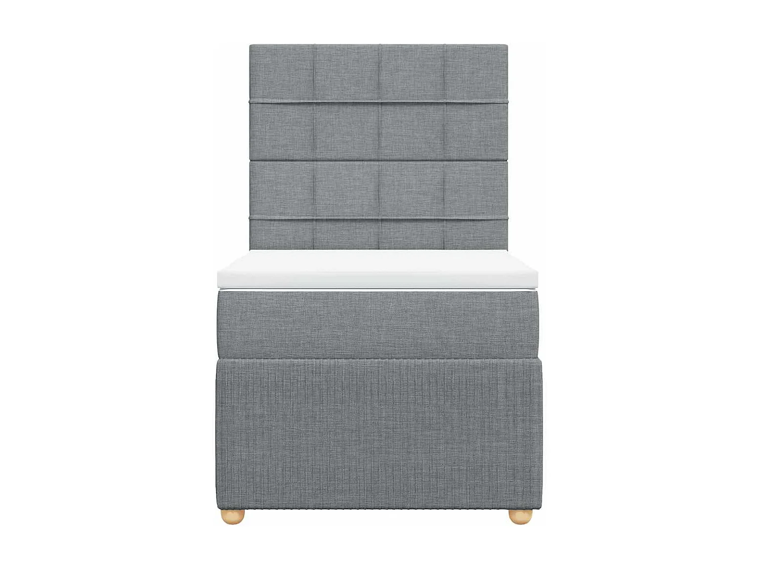 Cama box spring con colchón tela gris claro 80x200 cm