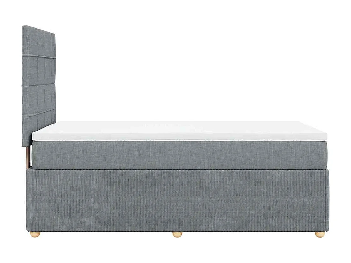 Cama box spring con colchón tela gris claro 80x200 cm