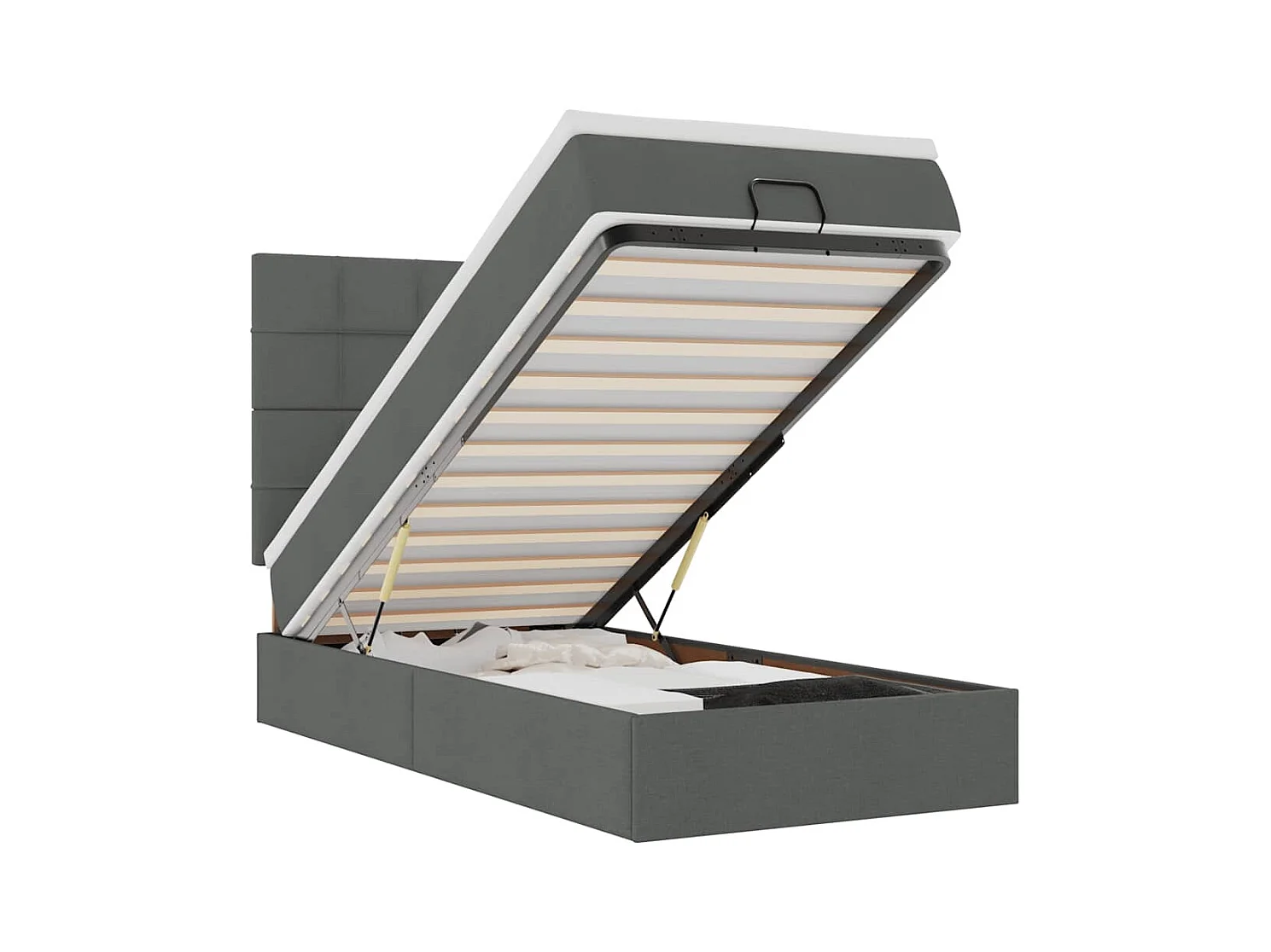 Lit ottoman avec matelas et LED Gris foncé 80x200cm tissu