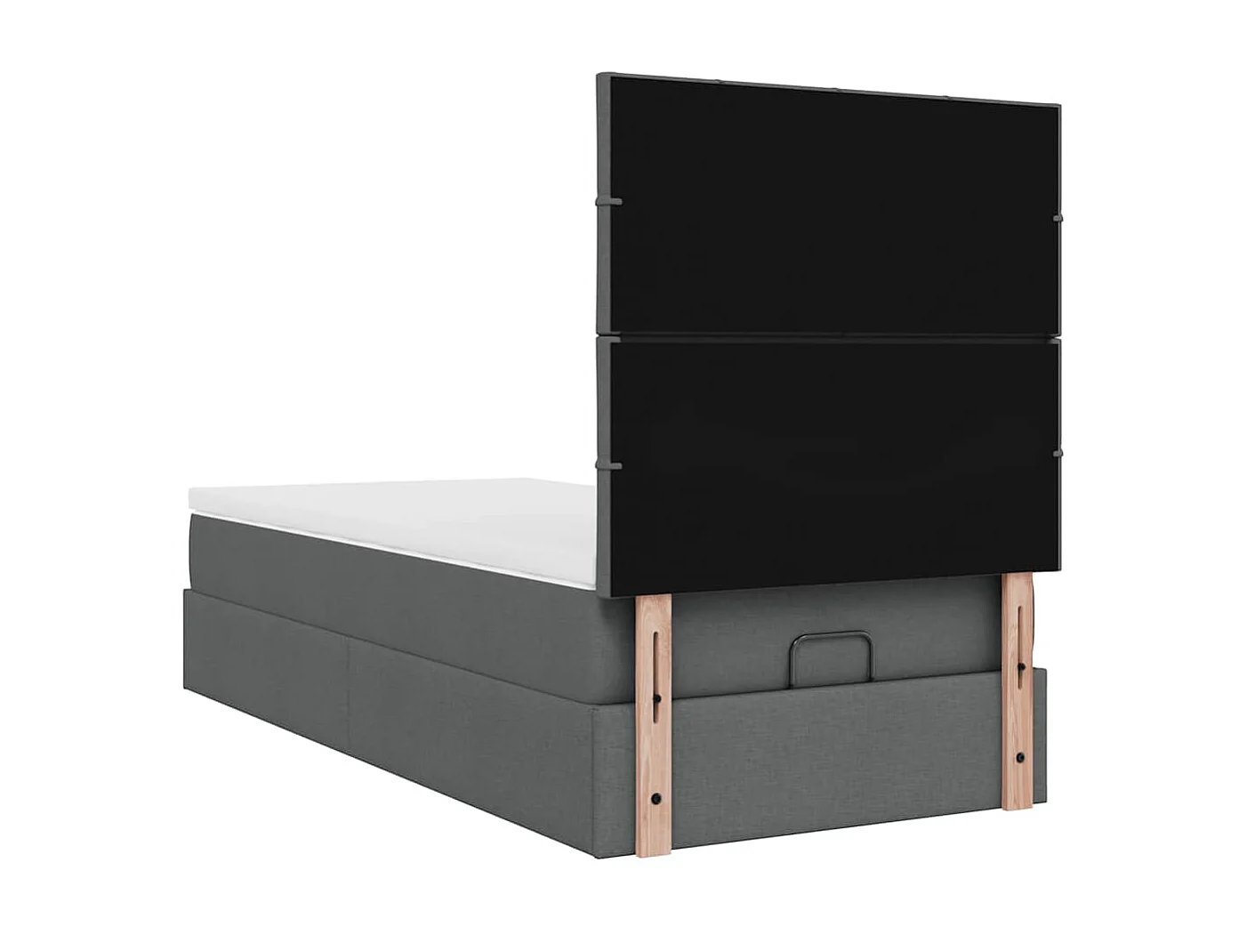 Lit ottoman avec matelas et LED Gris foncé 80x200cm tissu