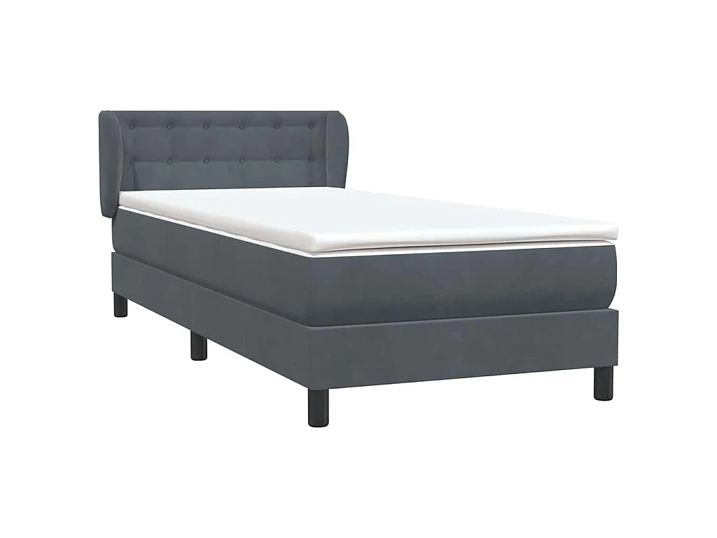 Sommier à lattes de lit et matelas gris foncé 80x220 cm velours