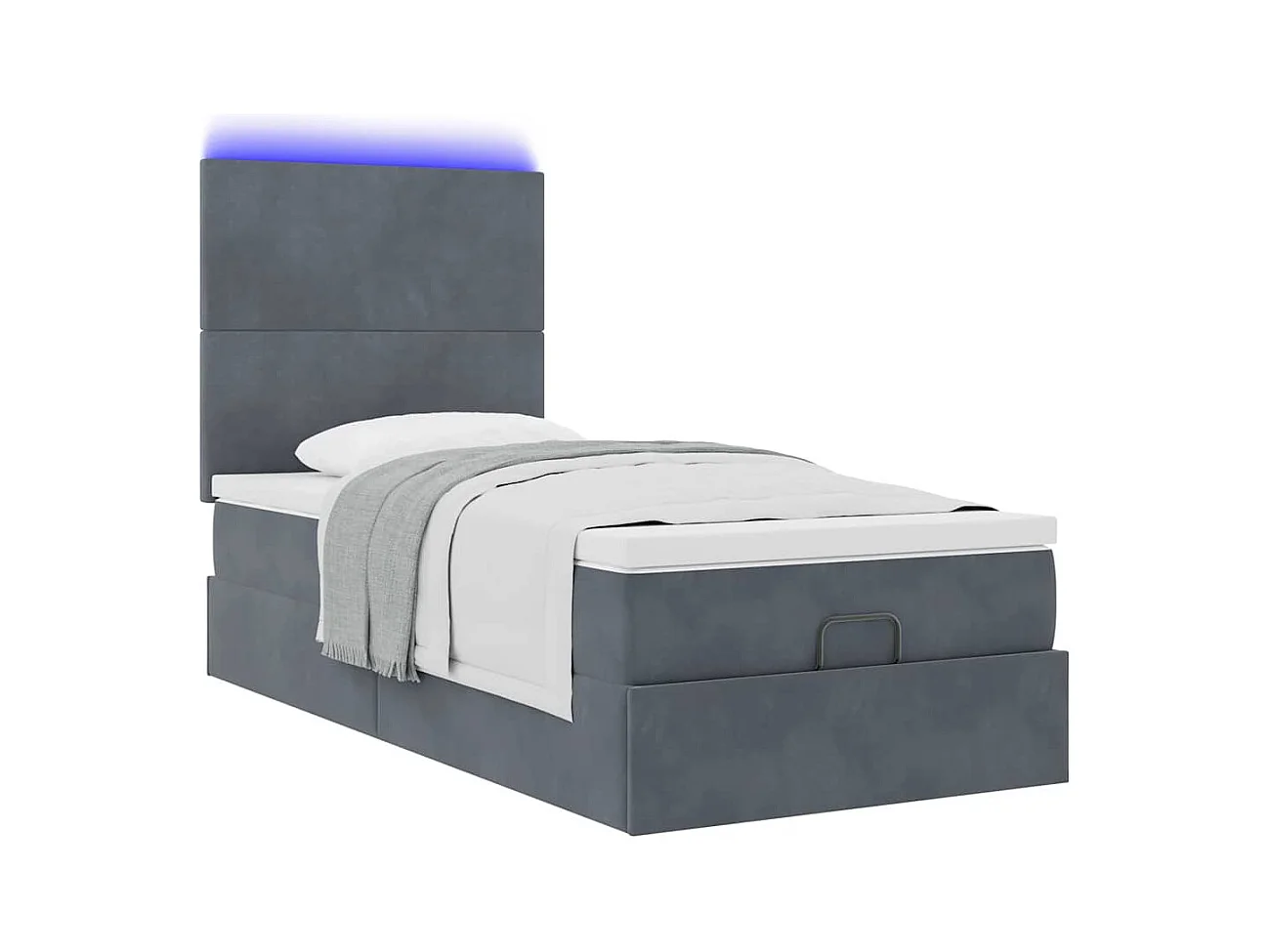 Cadre de lit ottoman avec matelas gris foncé 80x200 cm velours
