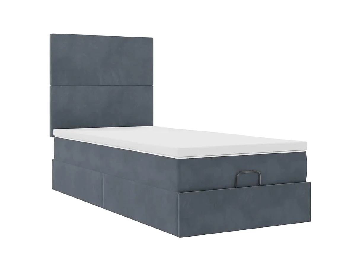 Cadre de lit ottoman avec matelas gris foncé 80x200 cm velours