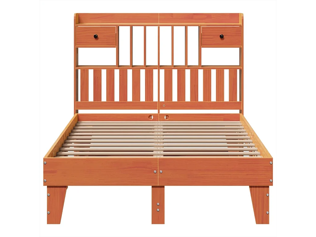 Cama sem colchão 135x190 cm madeira pinho maciça castanho-mel