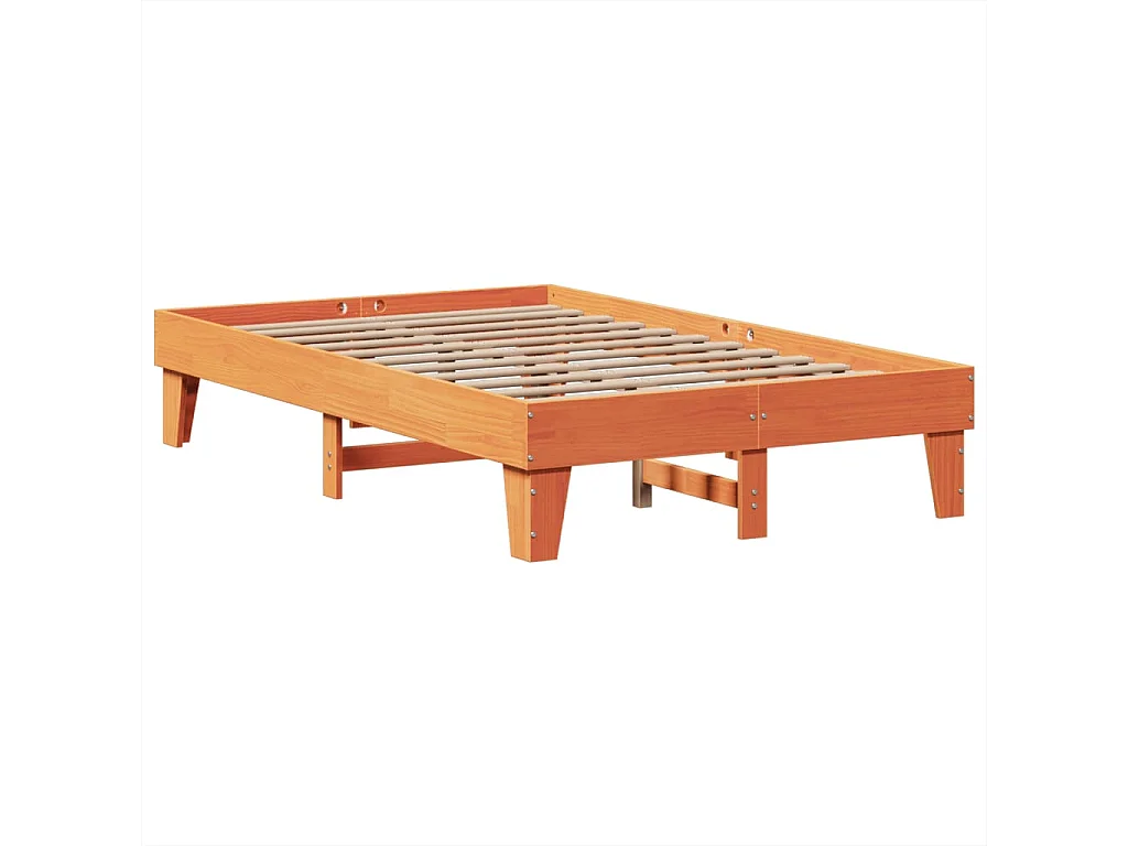 Cama sem colchão 135x190 cm madeira pinho maciça castanho-mel