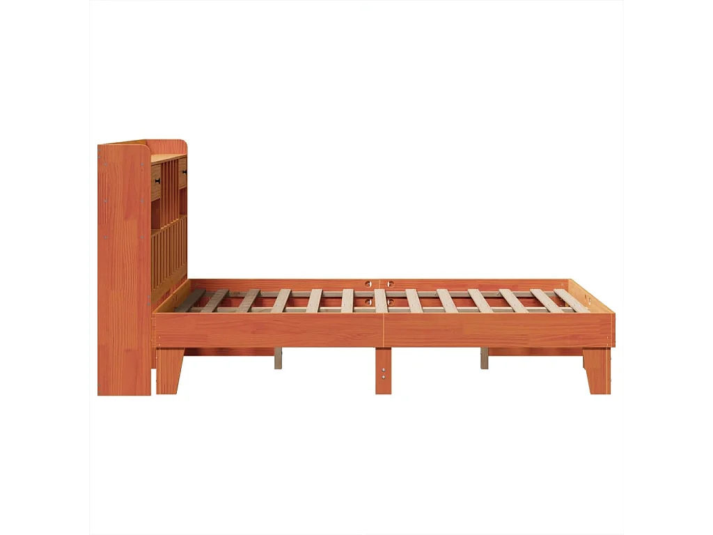 Cama sem colchão 135x190 cm madeira pinho maciça castanho-mel