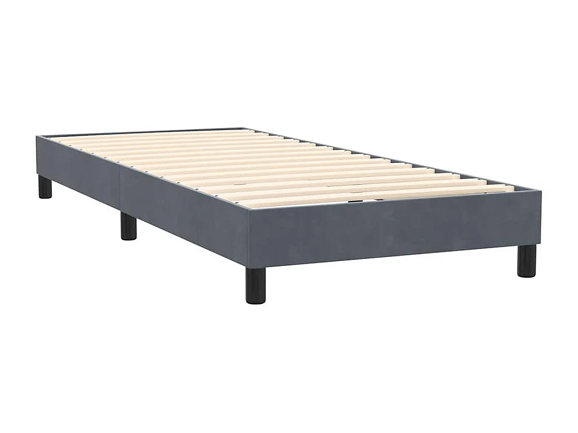 Cama box spring con colchón y LED terciopelo gris oscuro 80x220 cm