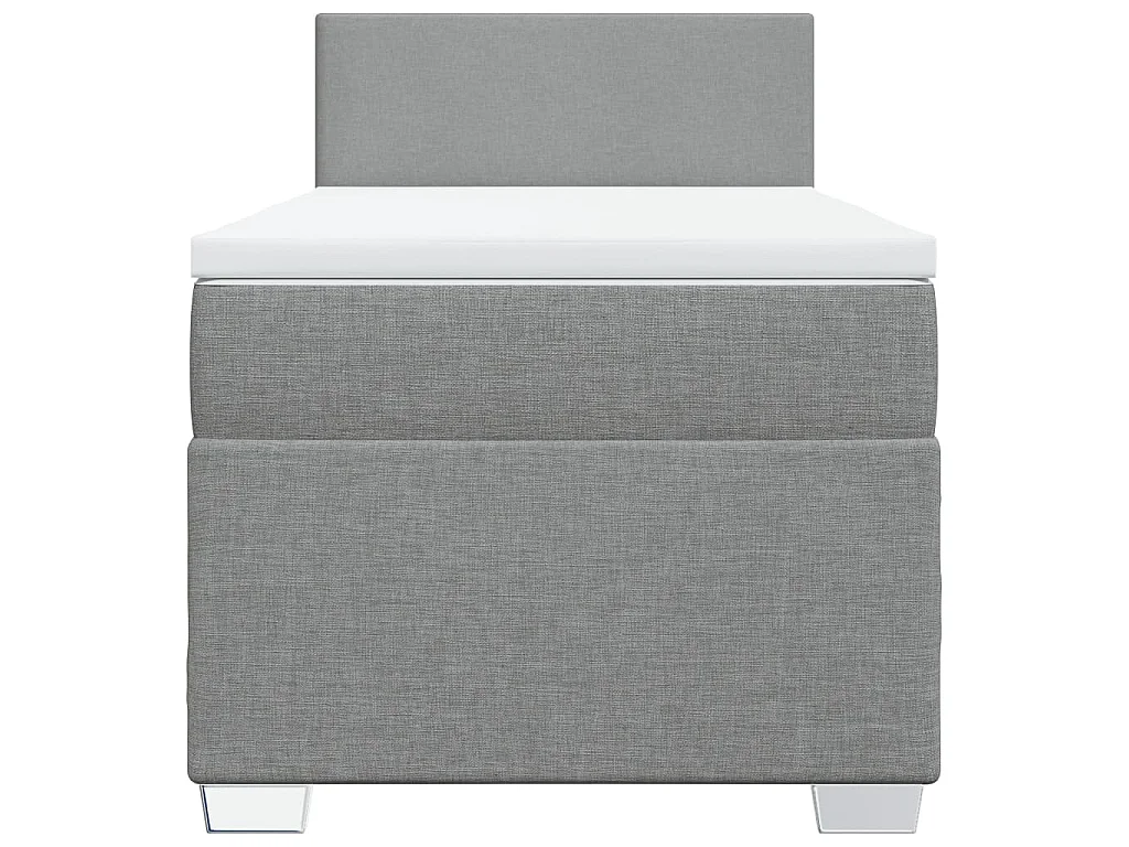 Cama box spring con colchón tela gris claro 80x200 cm