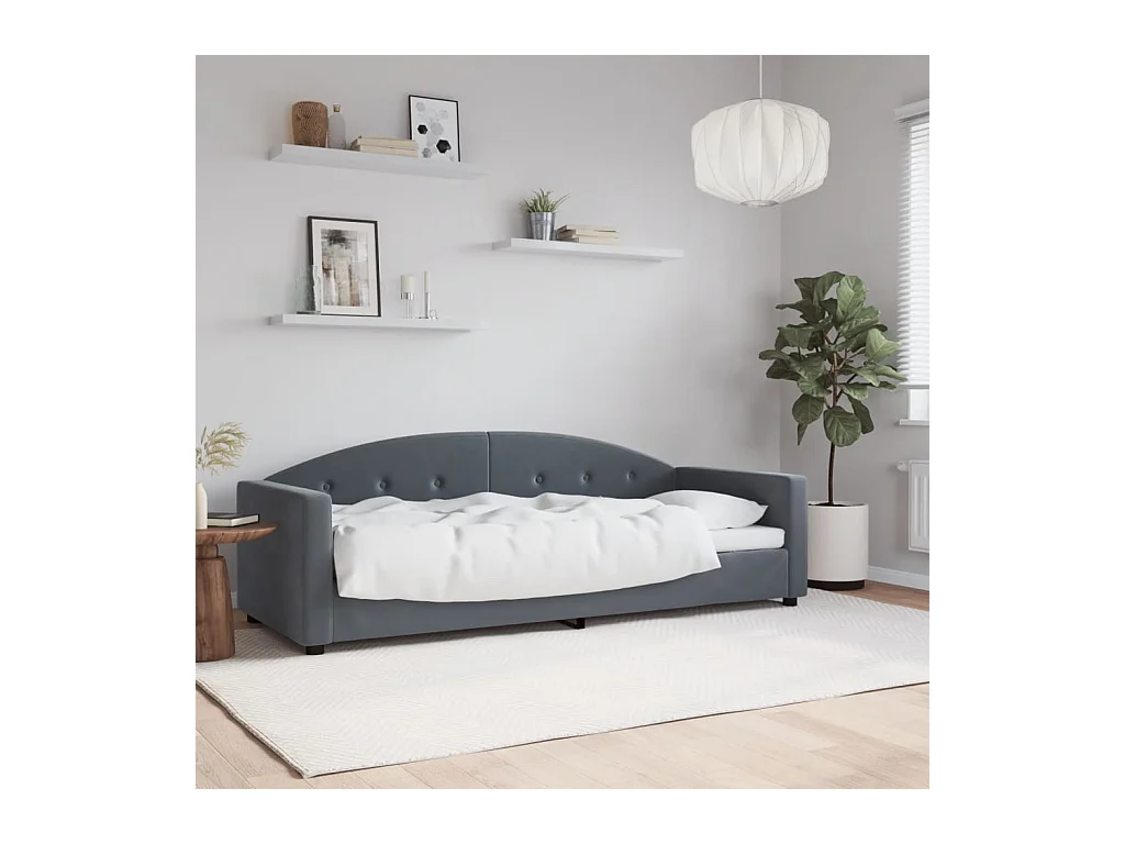 Lit de repos gris foncé 80x200 cm velours