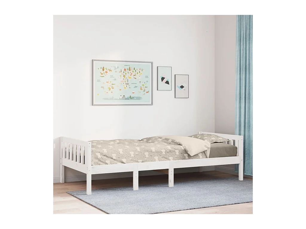 Kinderbed zonder matras massief grenenhout wit 75x190 cm