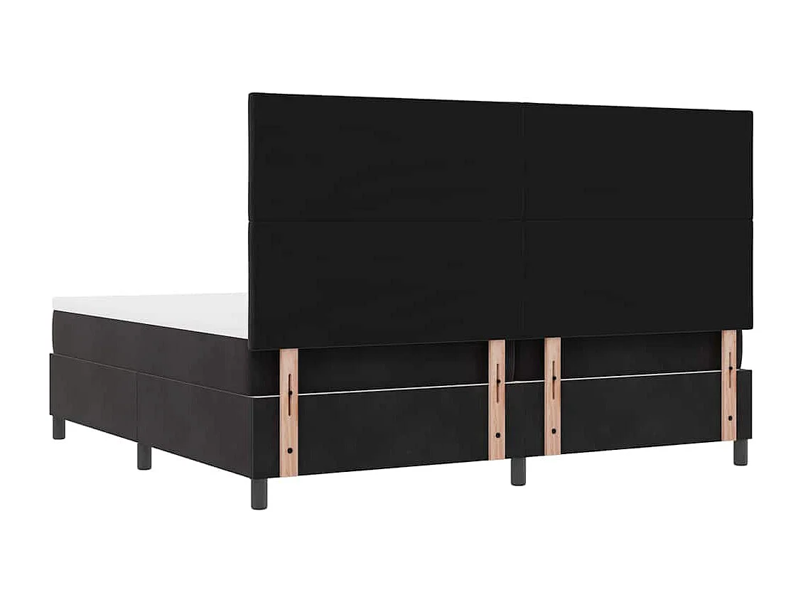 Lit à ressorts avec matelas Noir 200 x 200 cm Velours