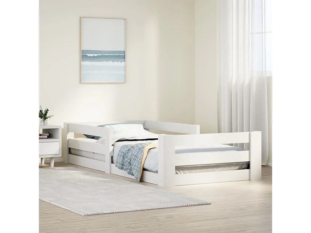 Cadre de lit sans matelas blanc 80x200 cm bois massif de pin