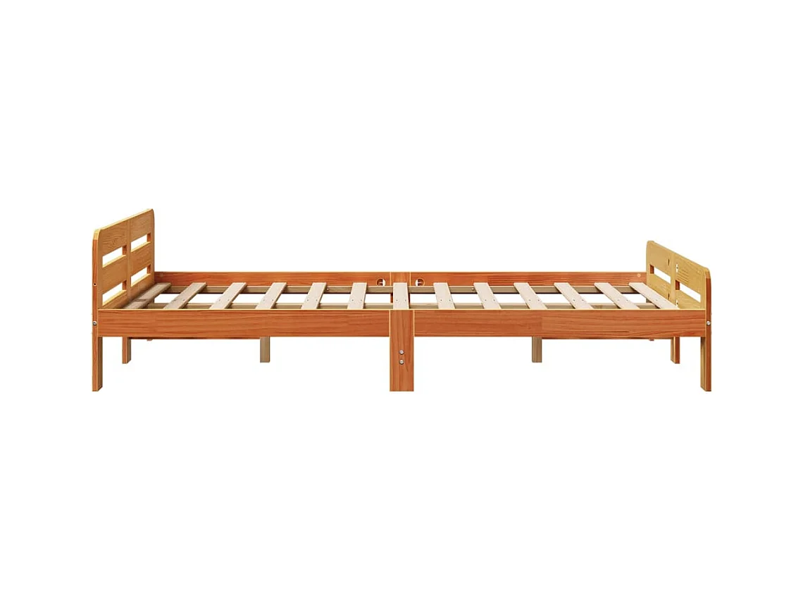 Cadre de lit sans matelas cire marron 135x190cm bois pin massif