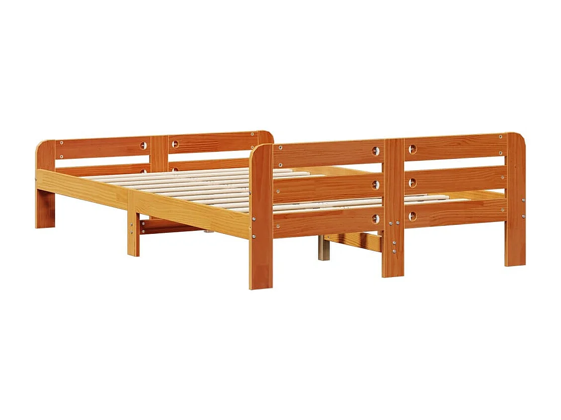 Cama sem colchão 135x190 cm madeira pinho maciça castanho-mel