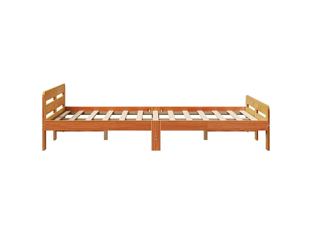 Bedframe zonder matras massief grenenhout wasbruin 135x190 cm