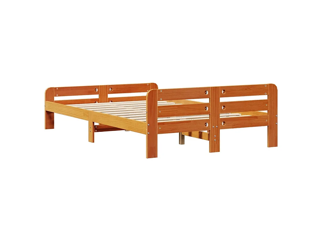 Bedframe zonder matras massief grenenhout wasbruin 135x190 cm