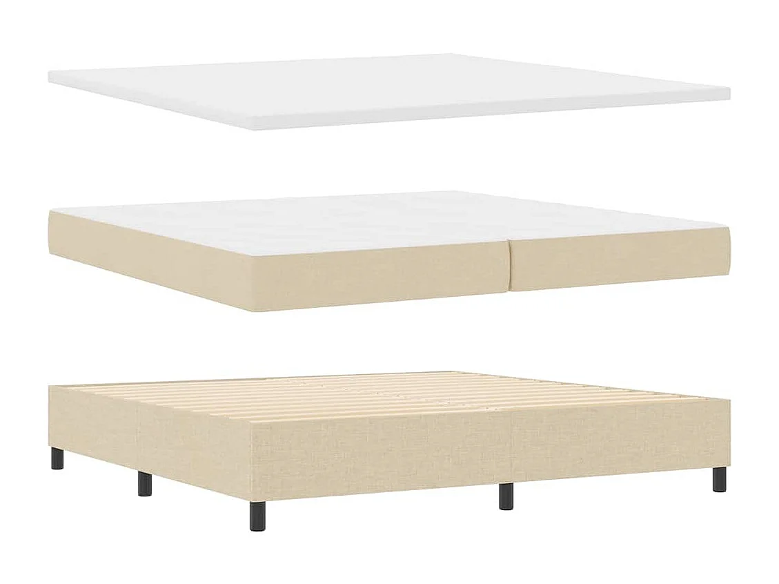 Letto a molle con materasso Crema 200 x 200 cm Tessuto